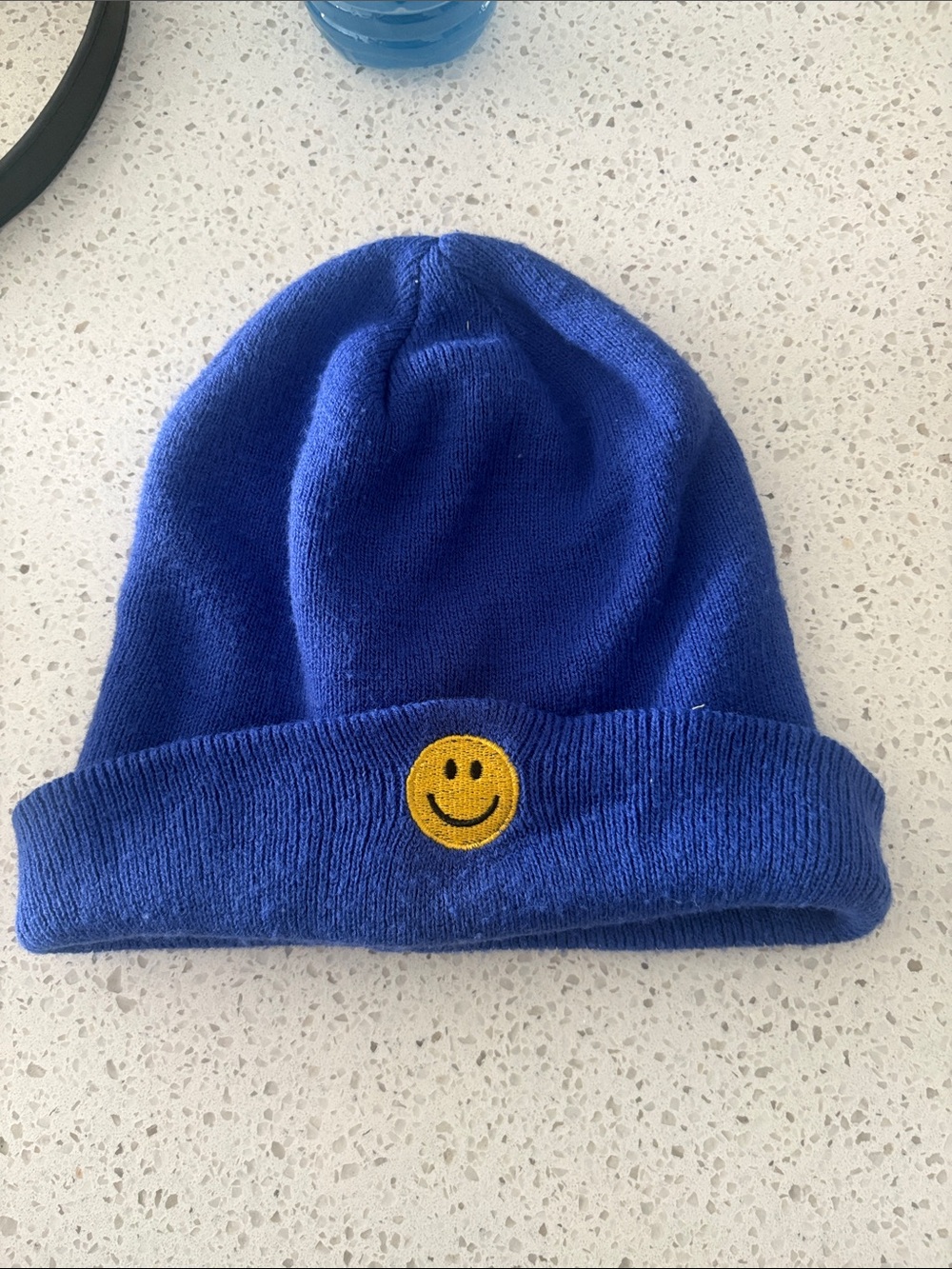 Kids Blue Smiley Beanie Hat